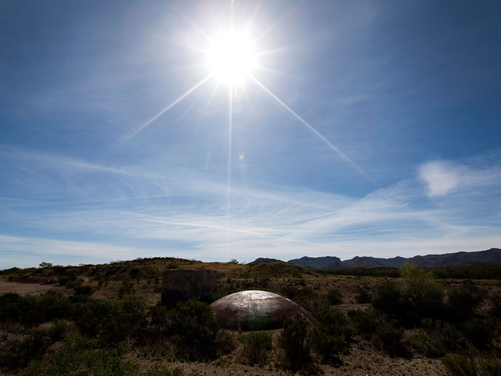 The dome of an abandoned Titan II intercontinental ballistic missile site is seen in the desert outside of Vail, Arizona
