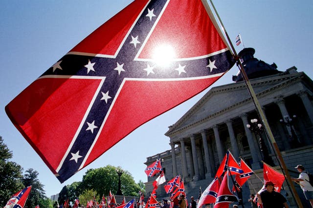 Confederate flag supporters protest its removal from South Carolina’s capitol building in 2000