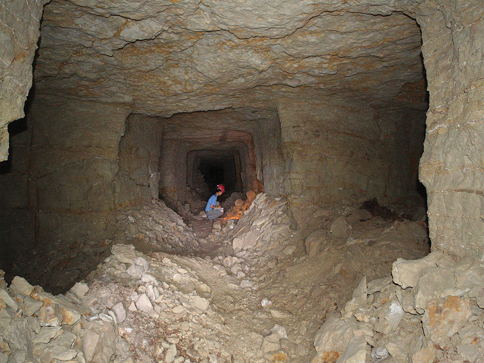 A catacomb from ancient Egypt containing eight million mummified puppies and dogs next to the temple of Anubis, North Saqqara