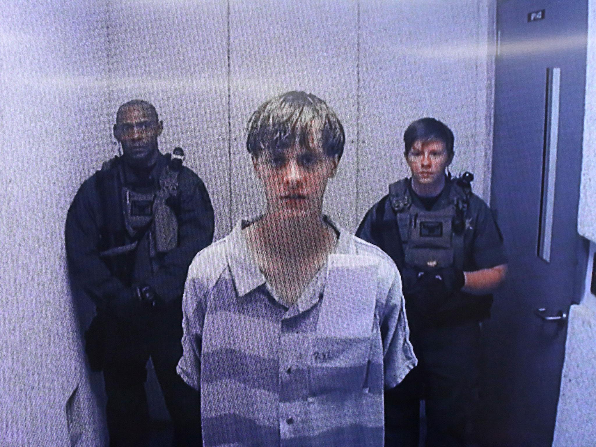 Dylann Roof appearing by videolink in court