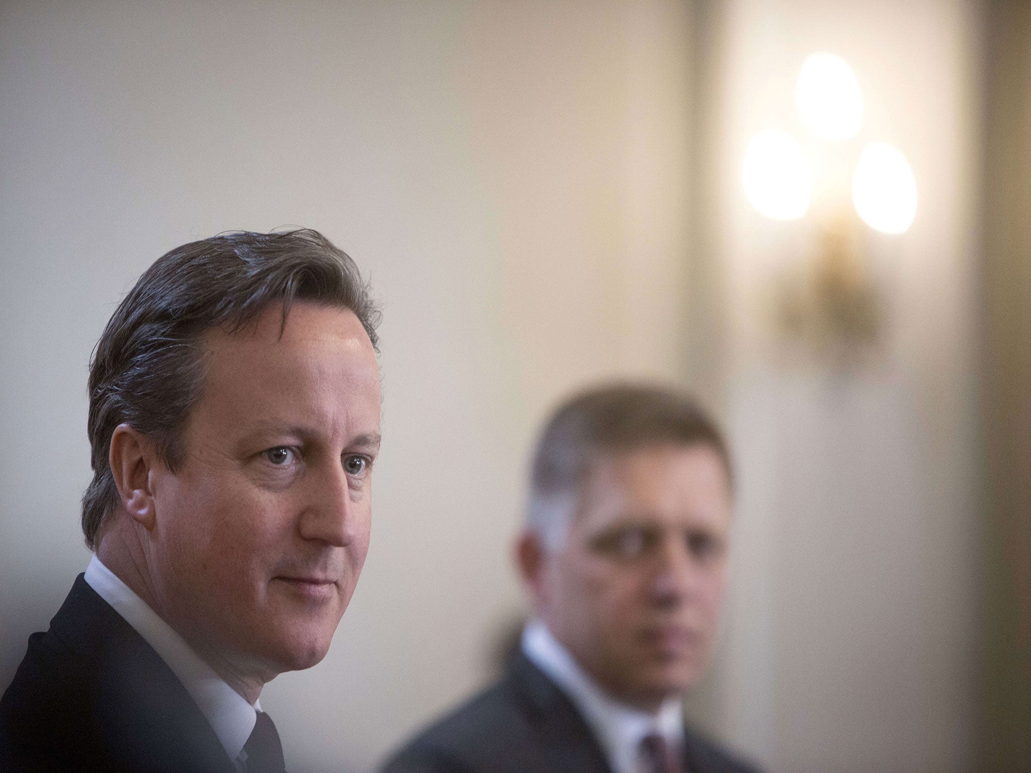 David Cameron and Slovakia Prime Minister Robert Fico address the media after a meeting in Bratislava (Getty)