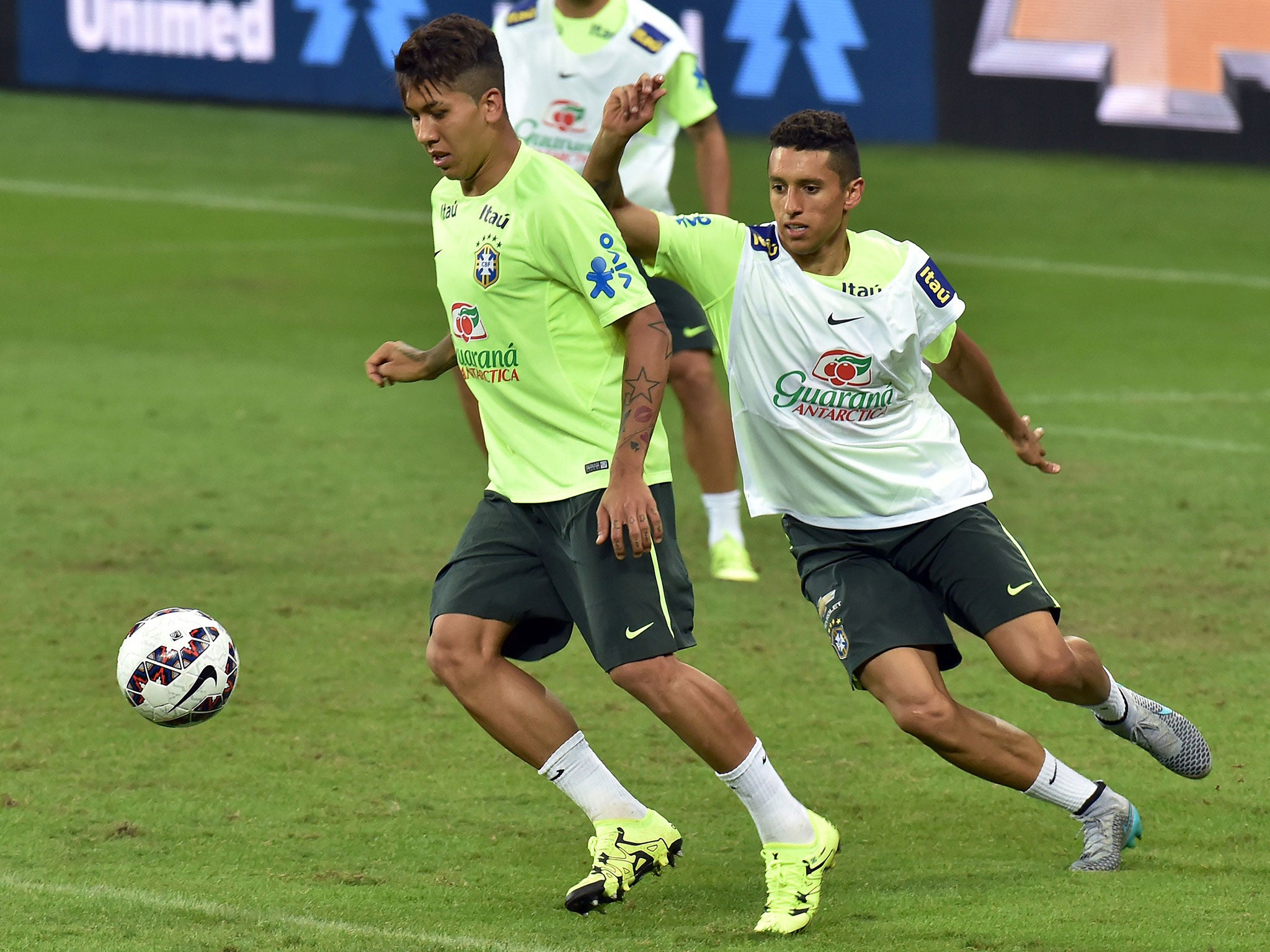 Brazil striker Roberto Firmino in Copa America training