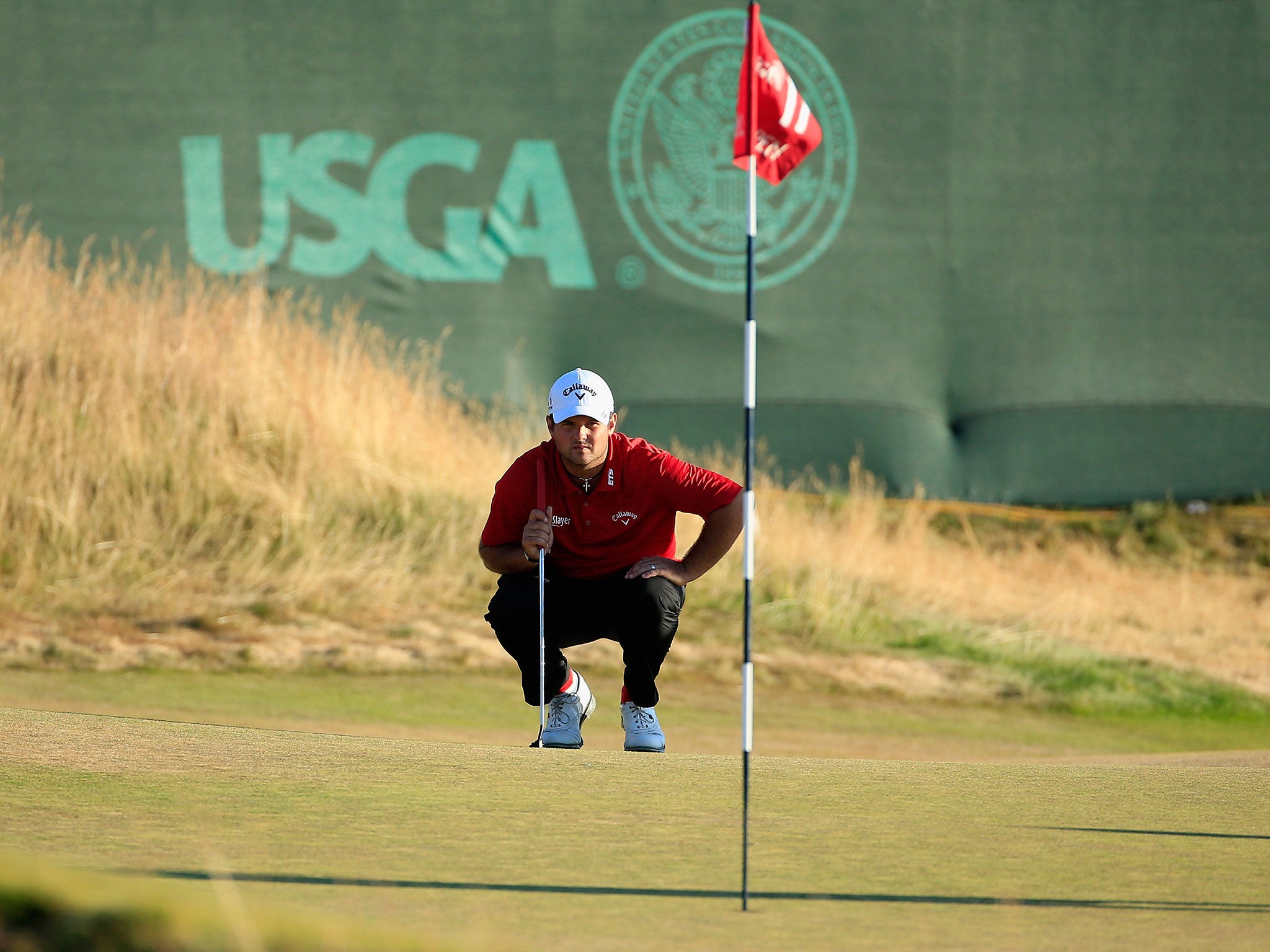 American golfer Patrick Reed shares the lead at the US Open