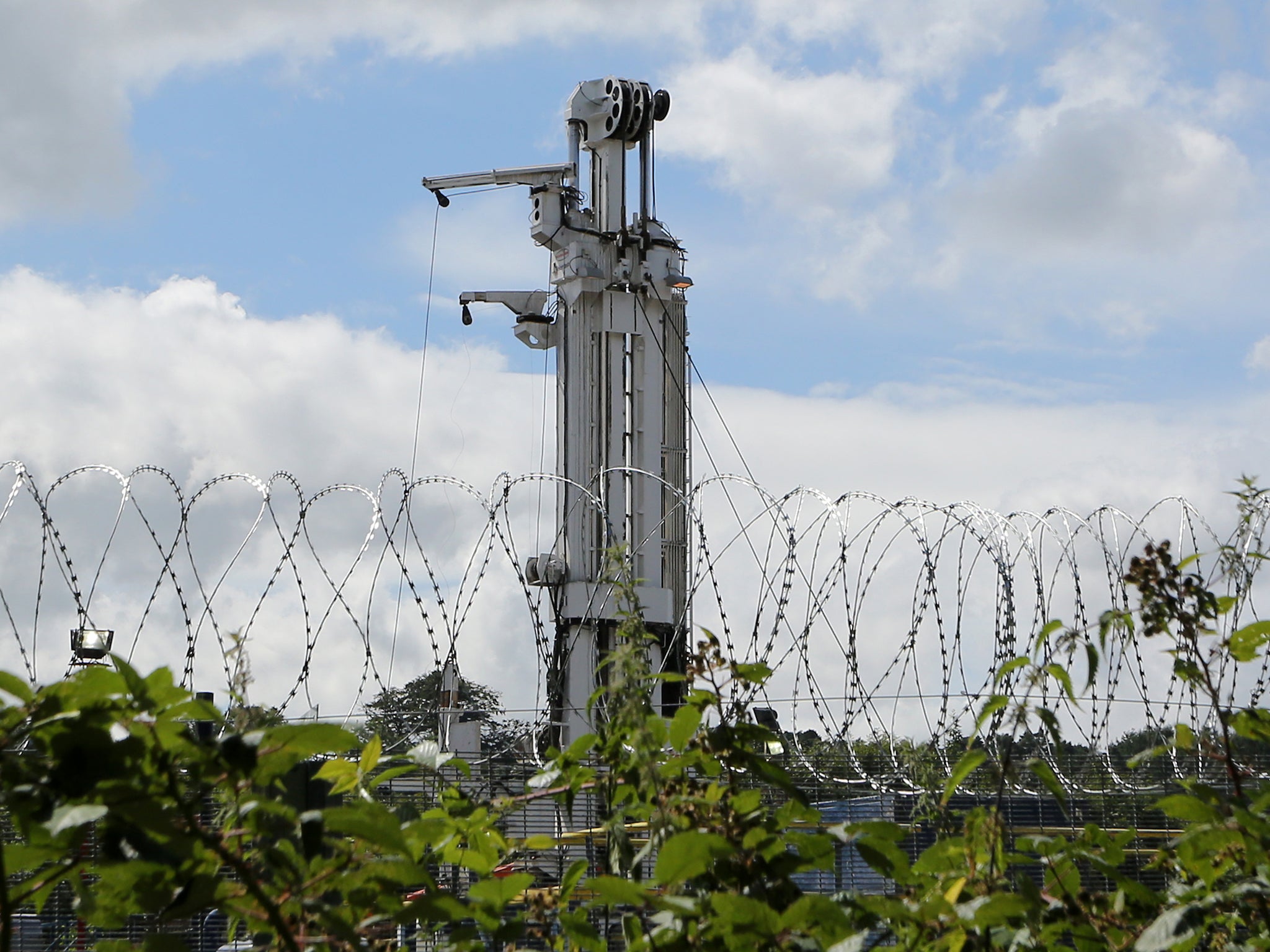 A general view of drilling equipment at the Cuadrilla exploration fracking site