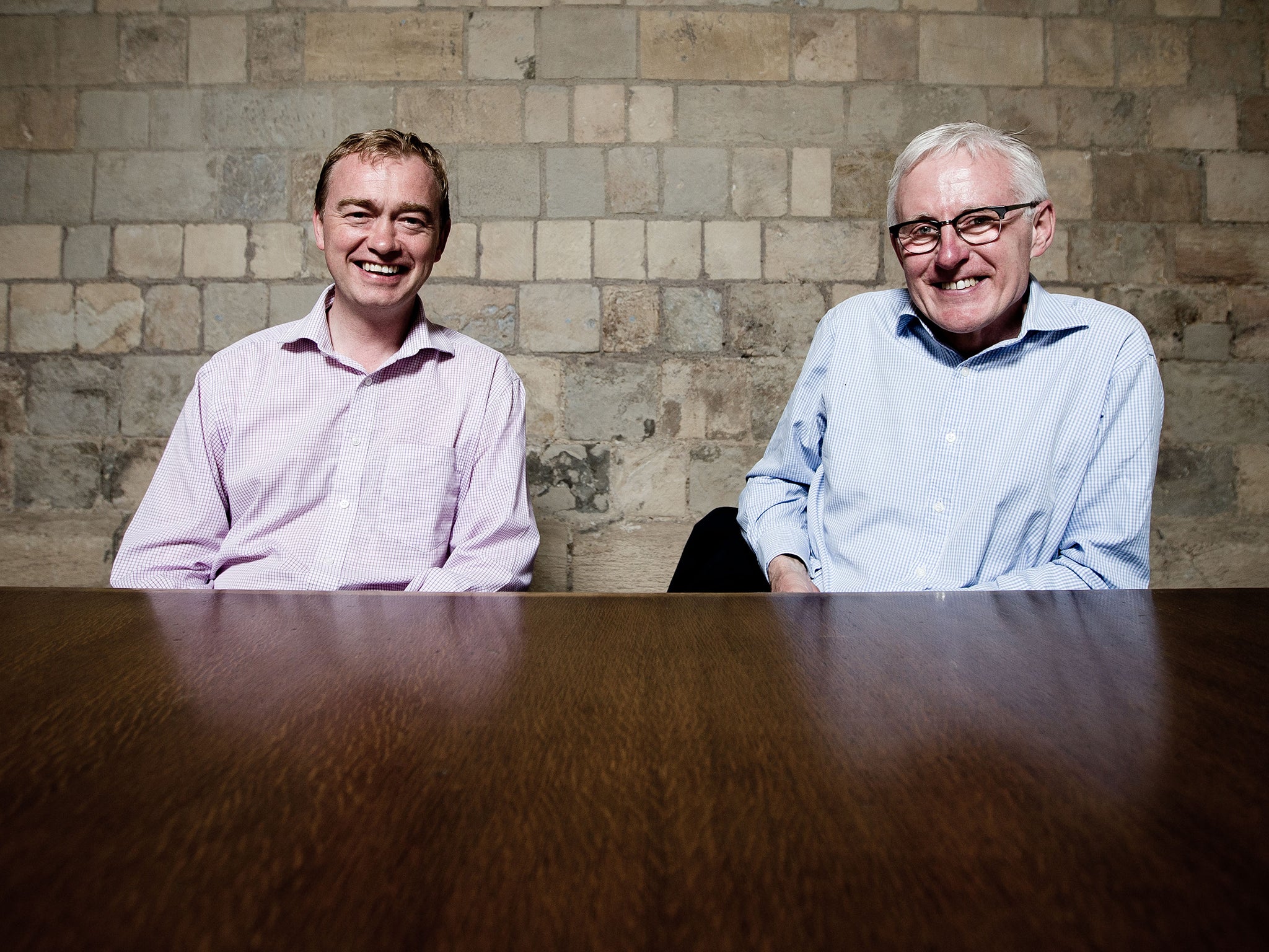 Tim Farron, left, and Norman Lamb at the IoS hustings
