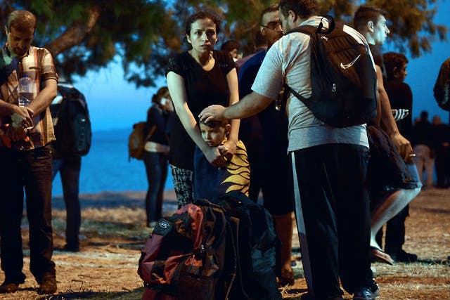 Syrian refugees shortly after arrival on Lesvos