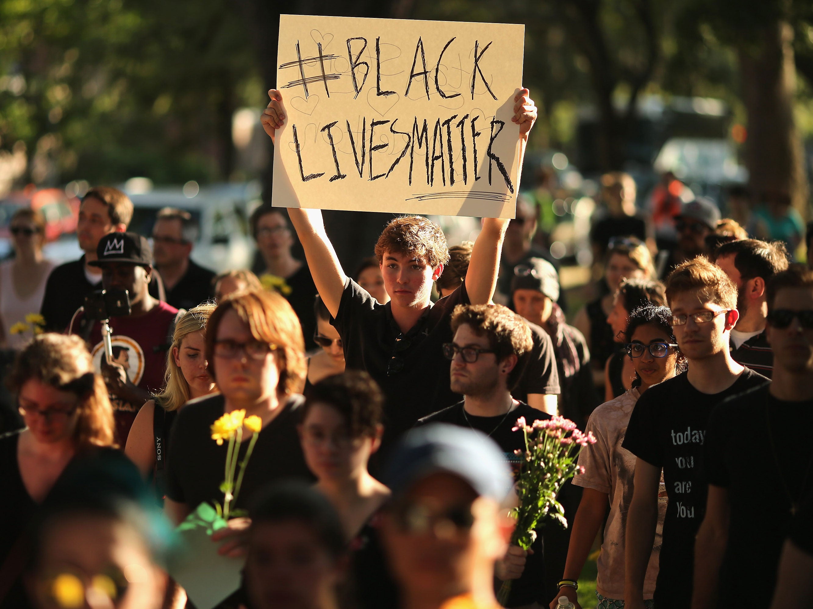 Hundreds rallied in support of the nine people shot dead at Emanuel African Methodist Church