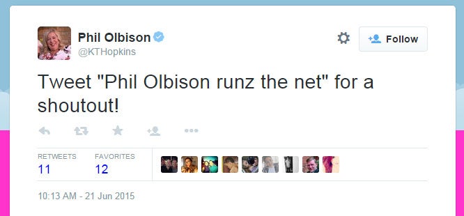The Twitter hacker appears to be a user called Phil Olbison, but this cannot be verified
