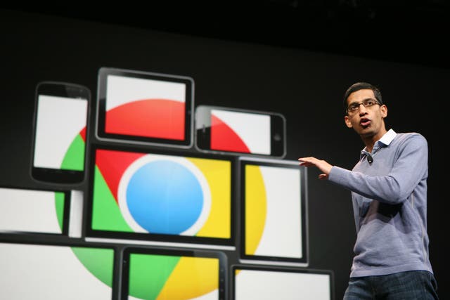 Sundar Pichai, senior vice president of Chrome, speaks at Google's annual developer conference, Google I/O, in San Francisco on 28 June 2012