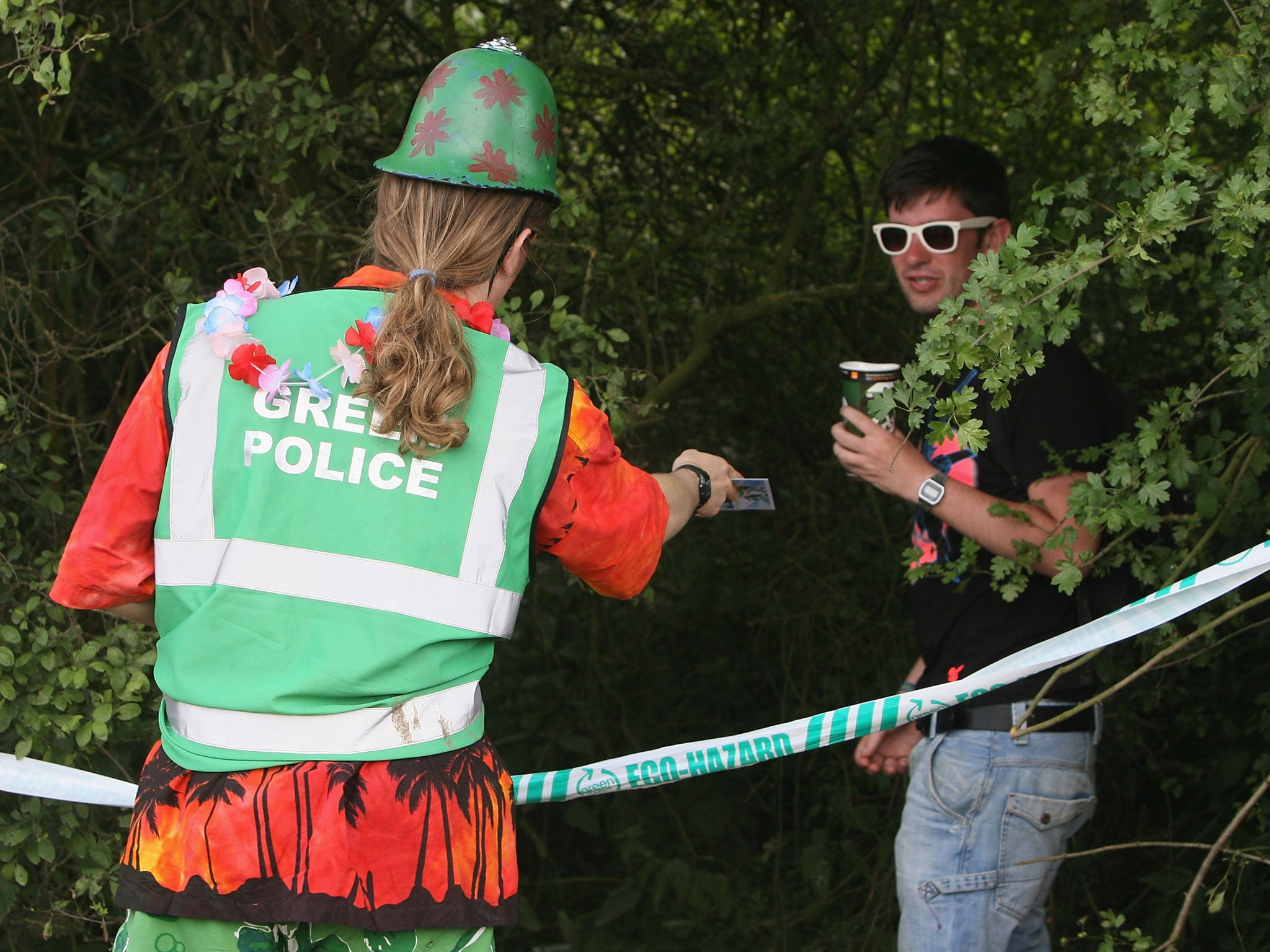 A Glastonbury-goer is warned about the eco-hazard of using the bushes to go to the loo during last year's festival