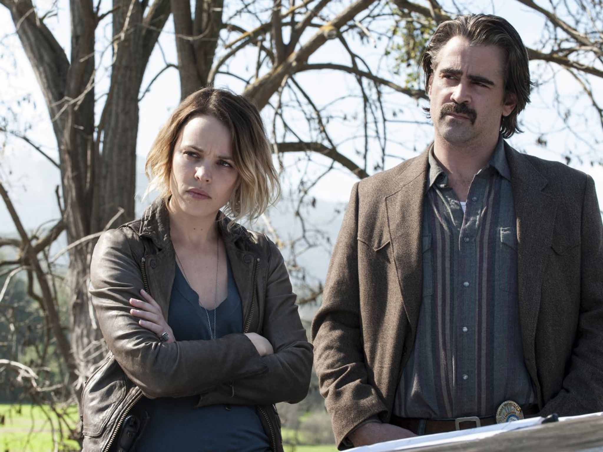 Suspicious minds: Rachel McAdams and Colin Farrell star in 'True Detective'