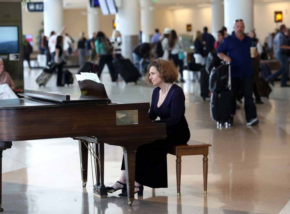 Sara Solovitch at an airport recital