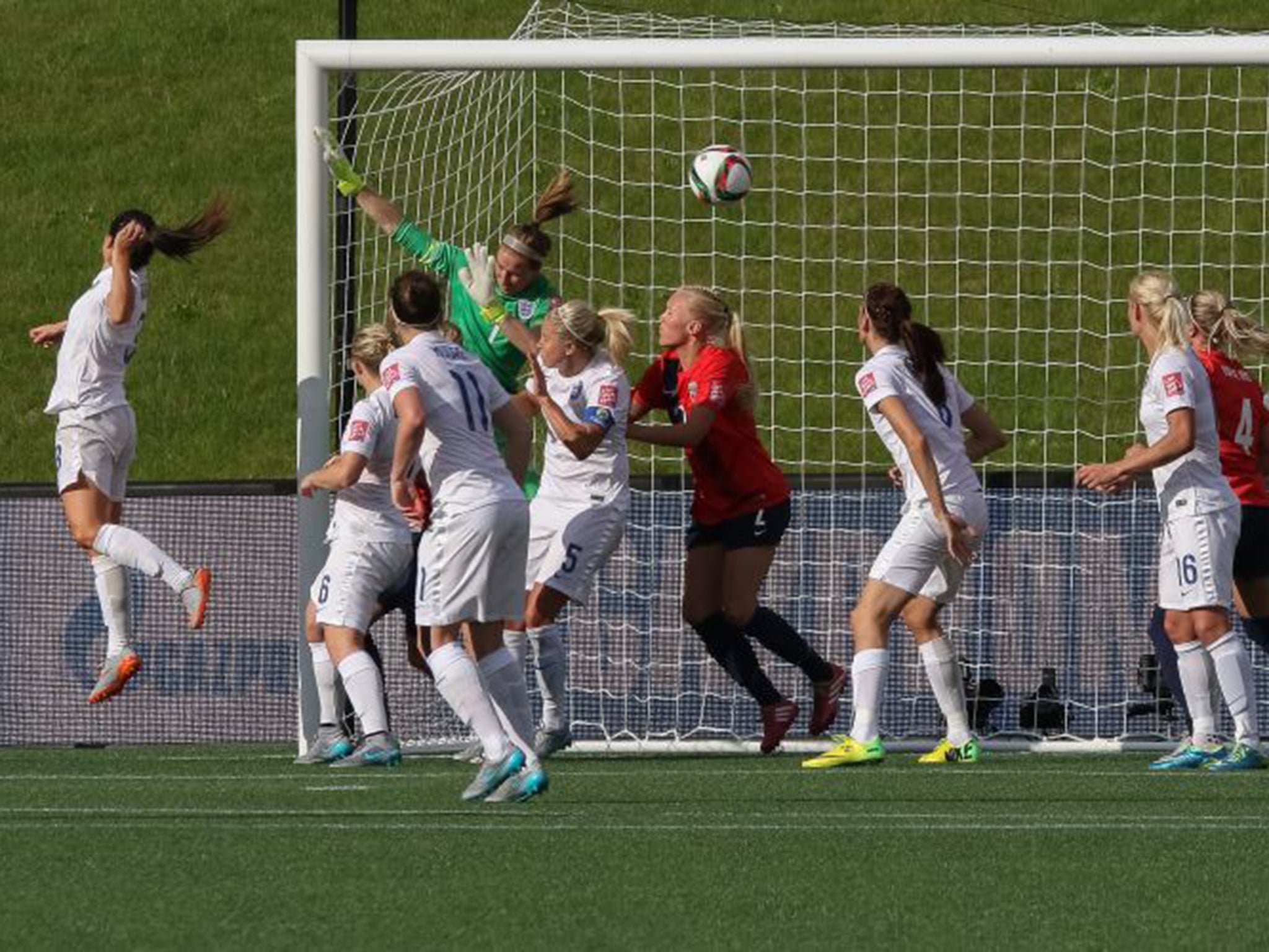 Norway scored the first goal of the game with a header from a tight angle