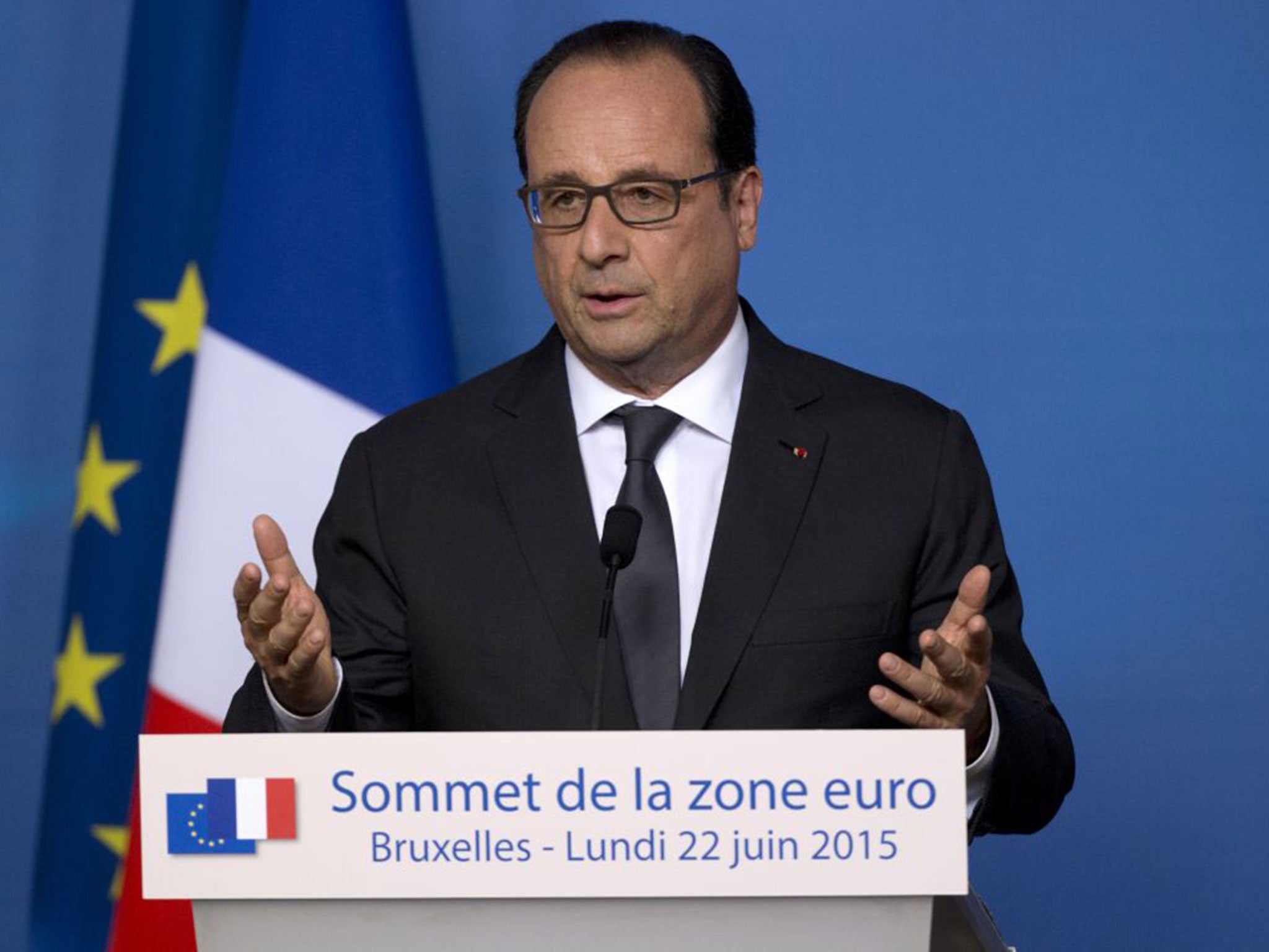 French President Francois Hollande speaks during a media conference at an EU summit in Brussels. WikiLeaks published documents on Tuesday, that it says show the US National Security Agency eavesdropped on the last three French presidents.