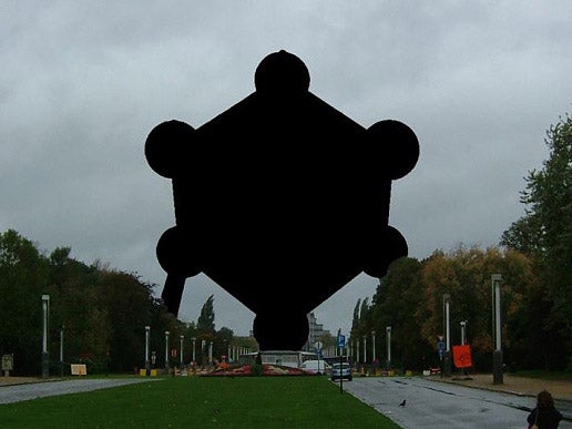 Censored: The Automium monument is blacked-out because there is no 'freedom of panorama' in Belgium