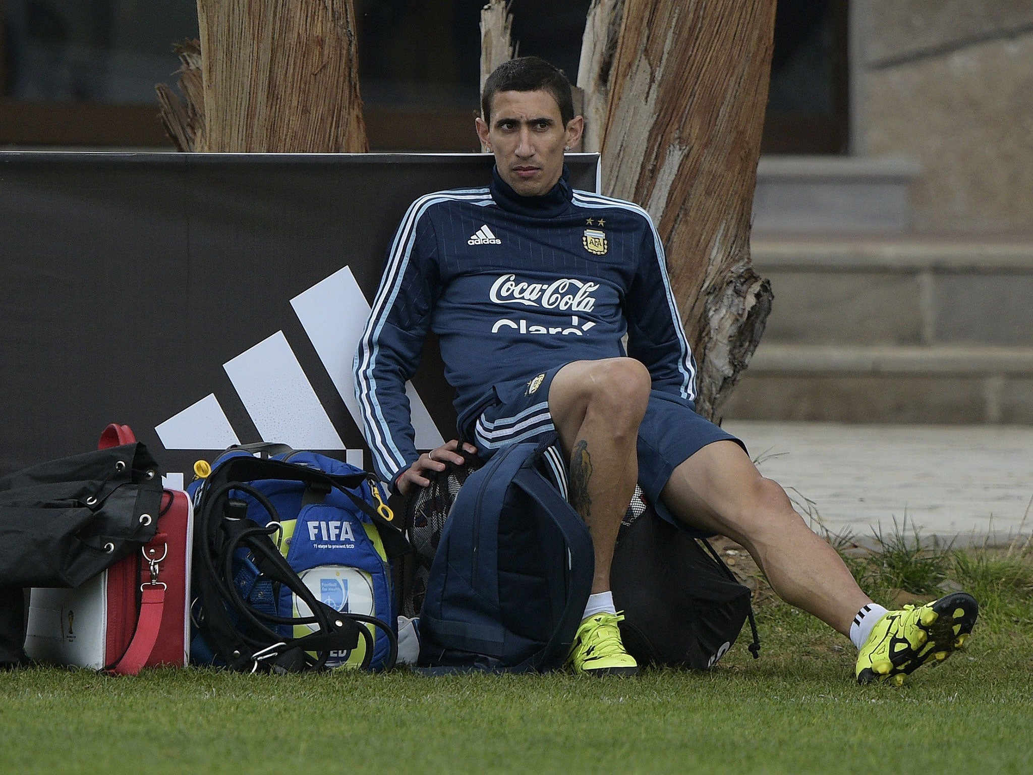Angel Di Maria during an Argentina training session