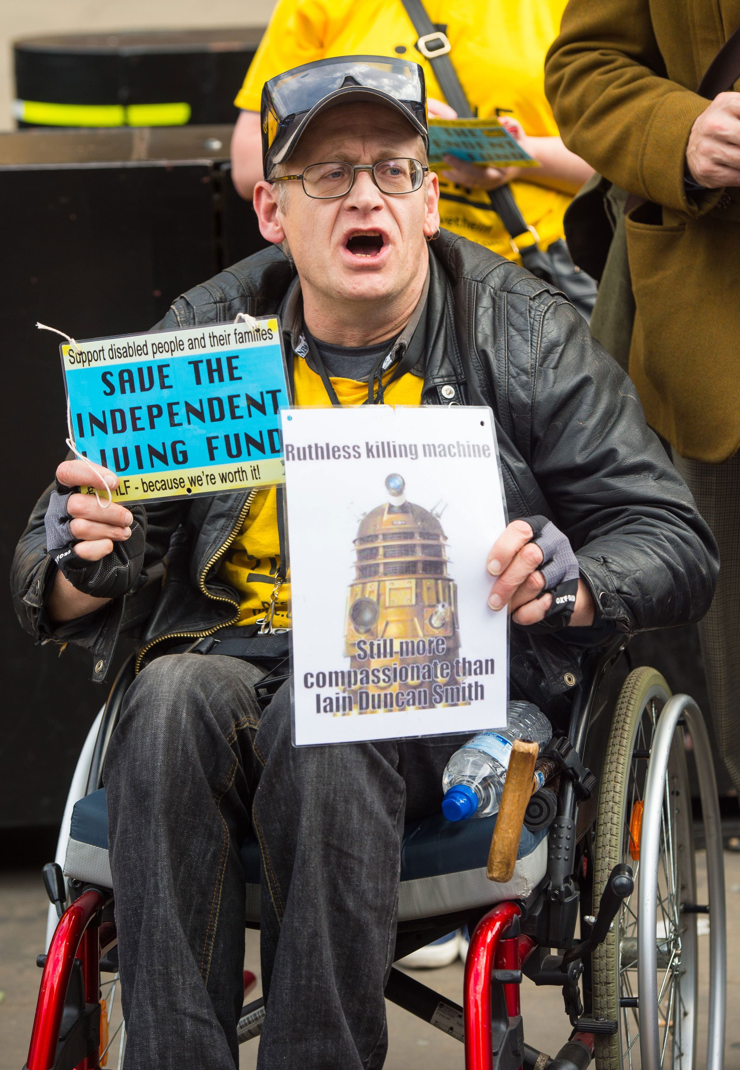 Protesters were from a group called Disabled People Against Cuts