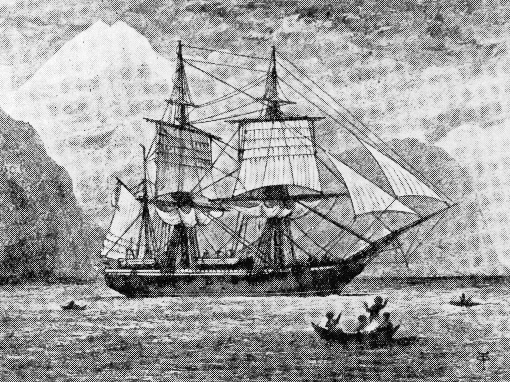 English survey ship HMS Beagle in the Straits of Magellan during its circumnavigation of the globe with Captain Robert Fitzroy and scientist Charles Darwin aboard (Getty)