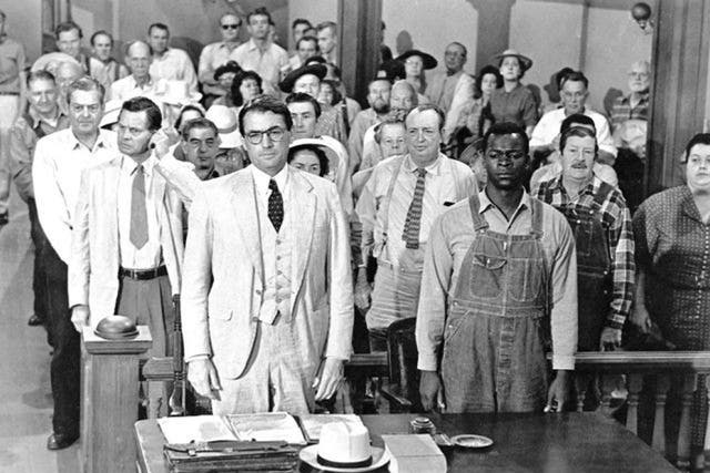 Still relevant: Gregory Peck (left) and Brock Peters (right) in a scene from the 1962 film adaptation of 'To Kill a Mockingbird'