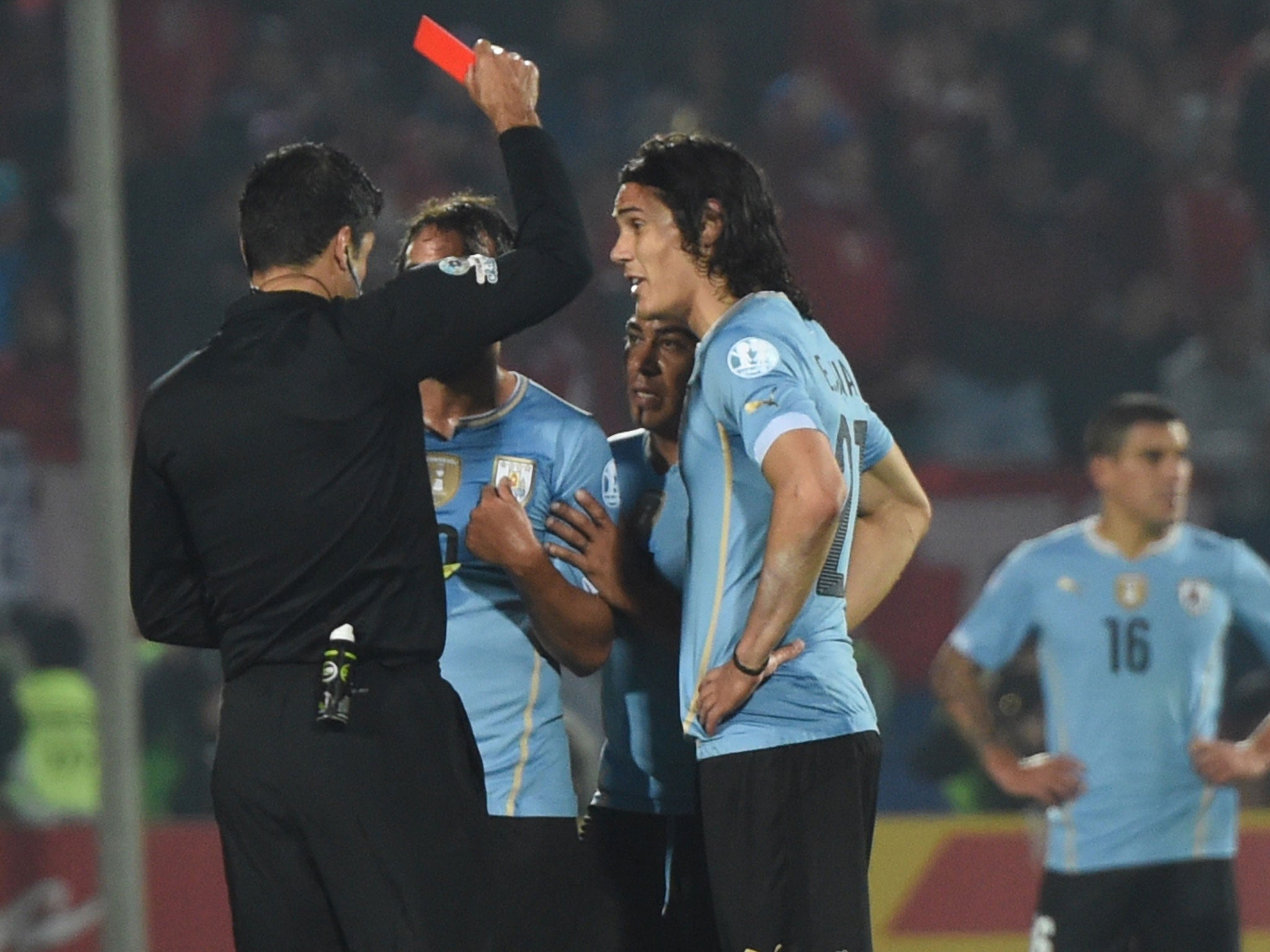 Cavani is sent-off in the Copa America defeat to Chile