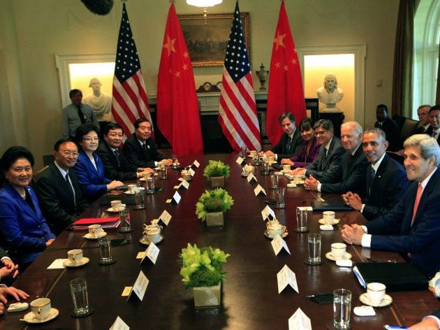 President Obama and John Kerry met the Chinese delegation at the White House