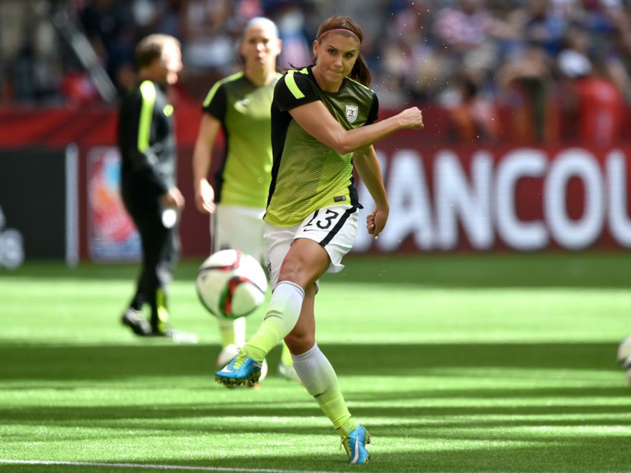 Alex Morgan made her first start in the tournament against Colombia on Monday, scoring her 52nd goal in 87 games