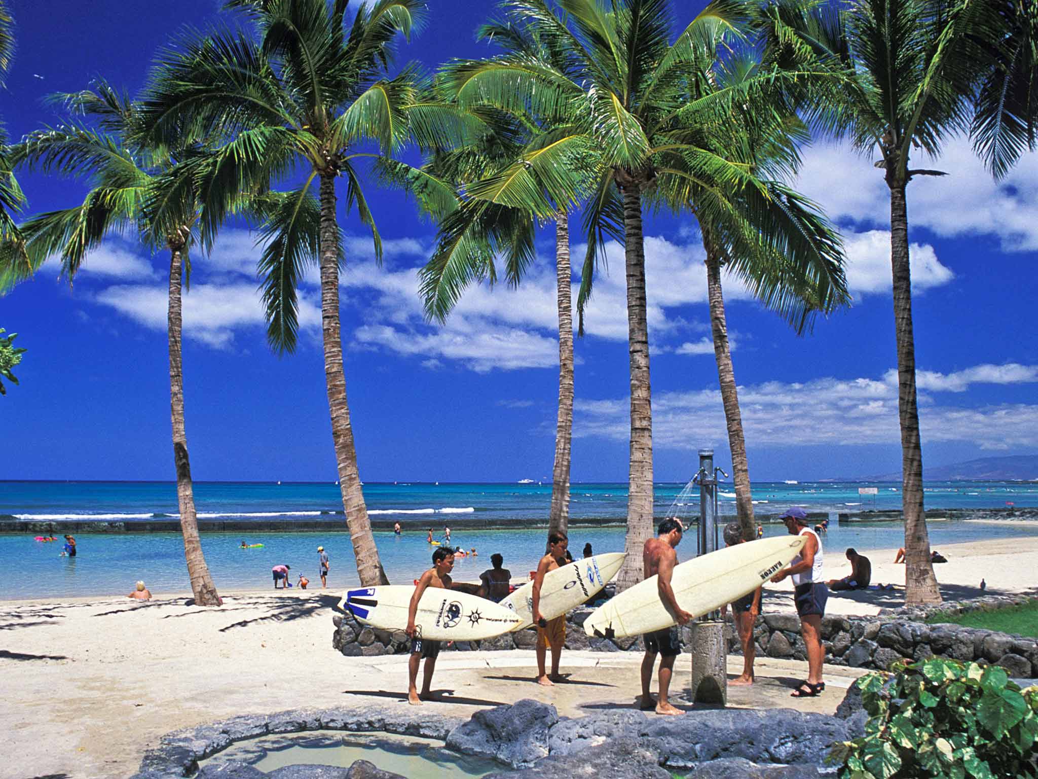 Surf's up: boarders in Waikiki