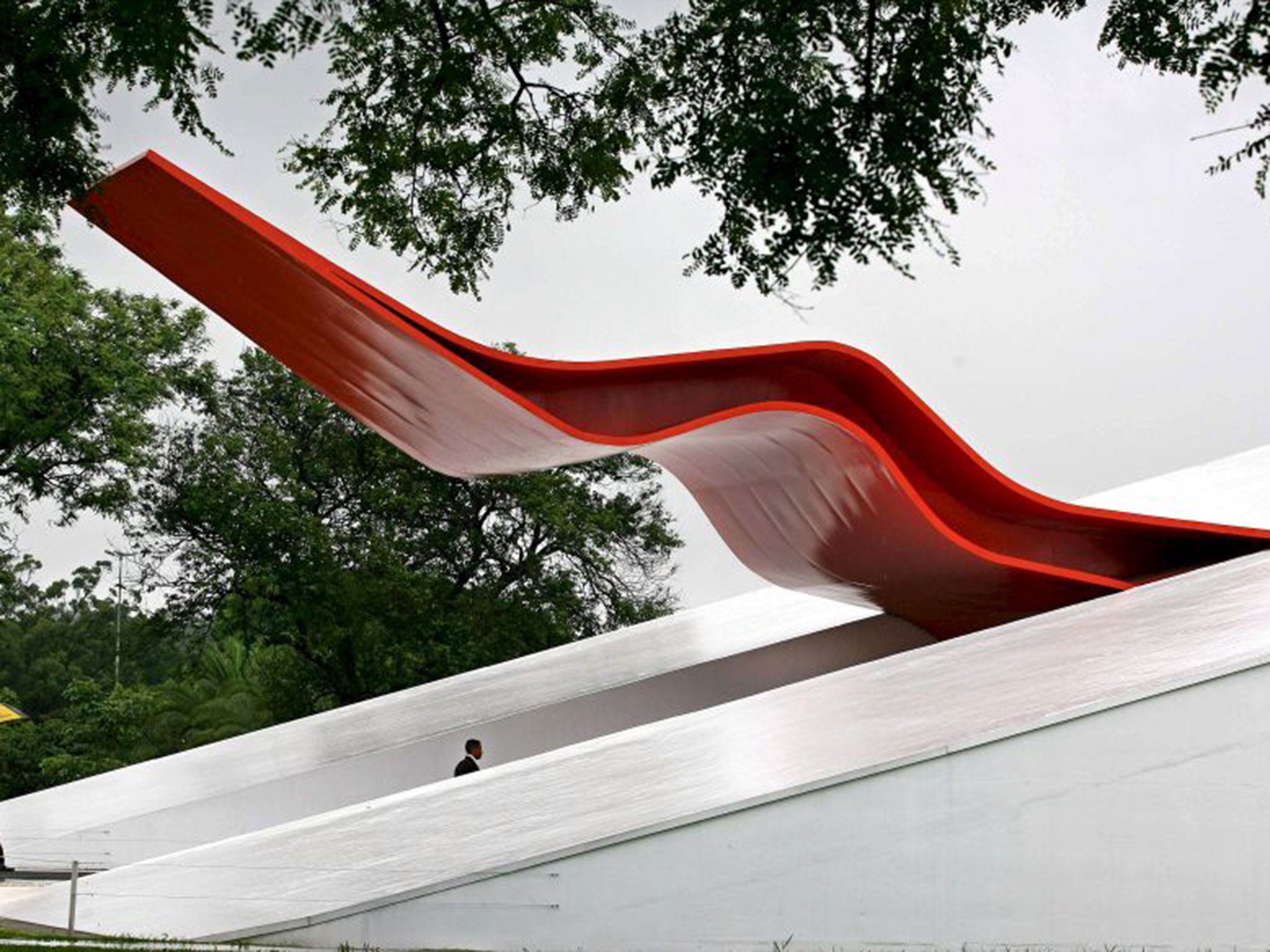 The Ibirapuera Park Auditorium designed in 1950 by Brazilian Architect Oscar Niemeyer, in Sao Paulo