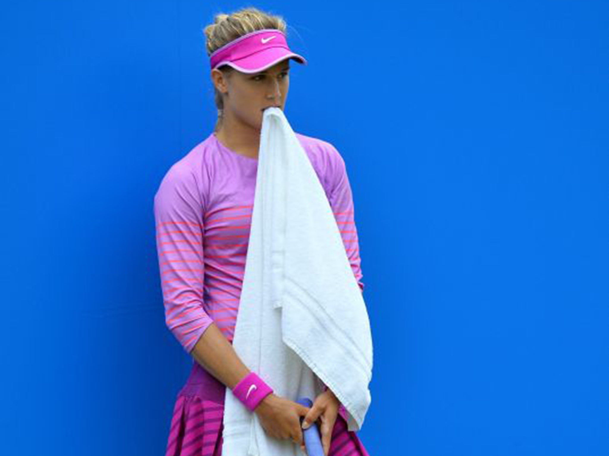 Eugenie Bouchard at Eastbourne last week contrasts starkly with last year’s Wimbledon finalist