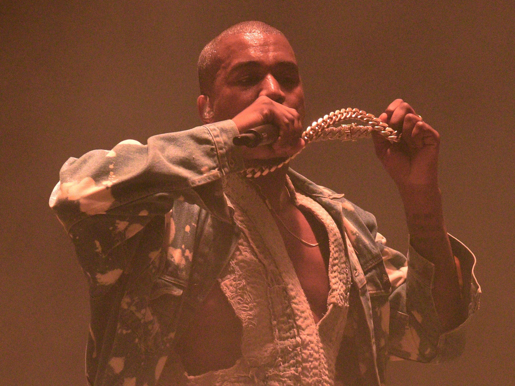 Kanye West headlines the Pyramid Stage at the Glastonbury Festival
