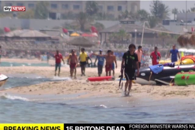 Images obtained by Sky News show the immediate aftermath of the shooting at a beach in Sousse, Tunisia