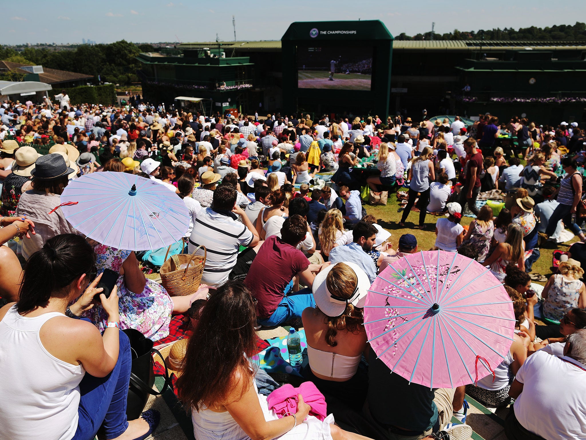 A view of spectators on 'Henman Hill' in 2014