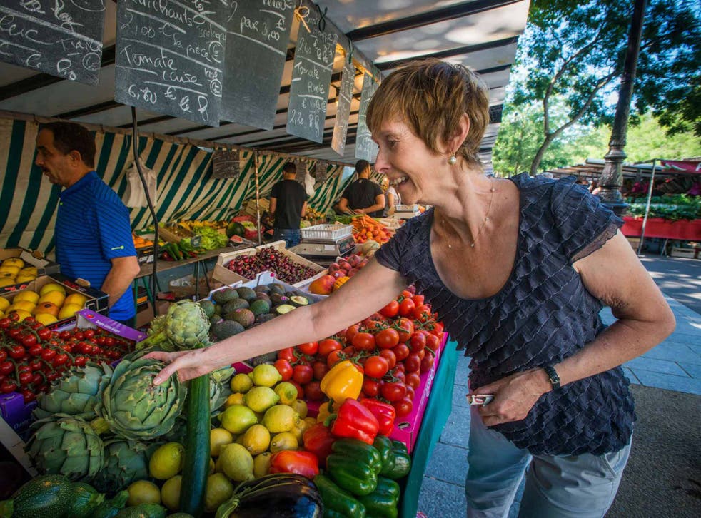 Anne Penketh shops for fruit near her home in Paris