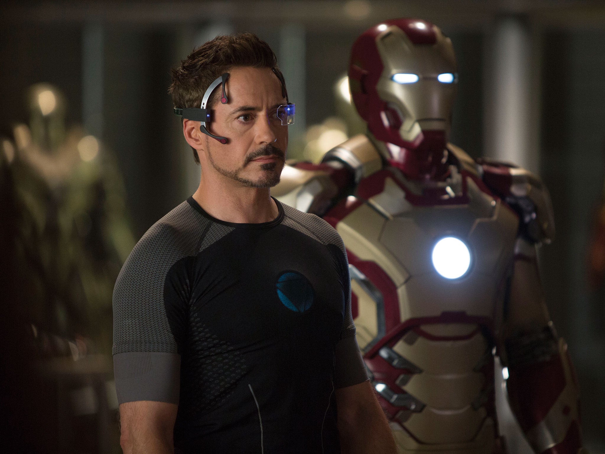 Robert Downey Jr in ‘Iron Man 3’. The superhero has data sent to his field of vision