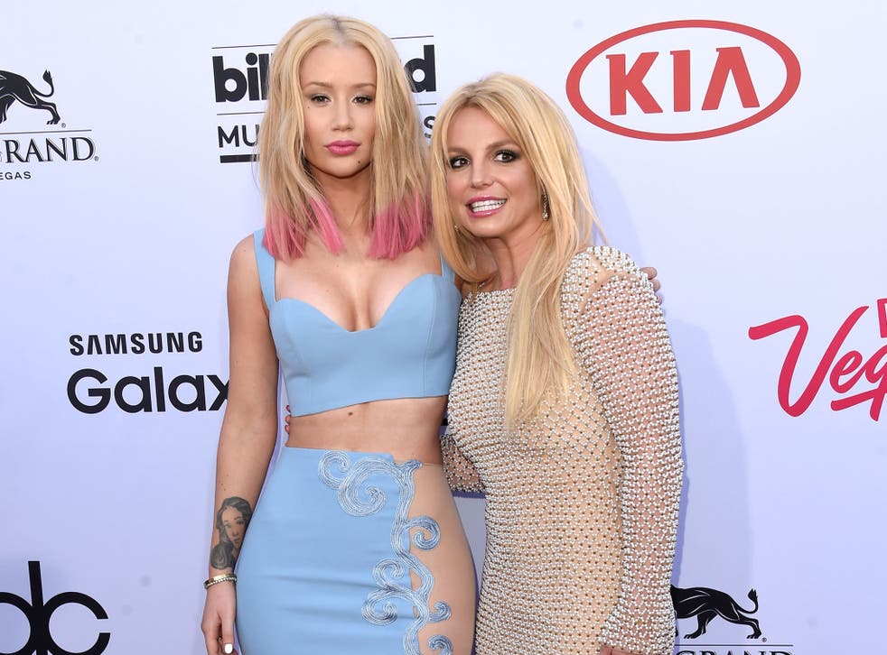 Iggy Azalea and musician Britney Spears attend the 2015 Billboard Music Awards