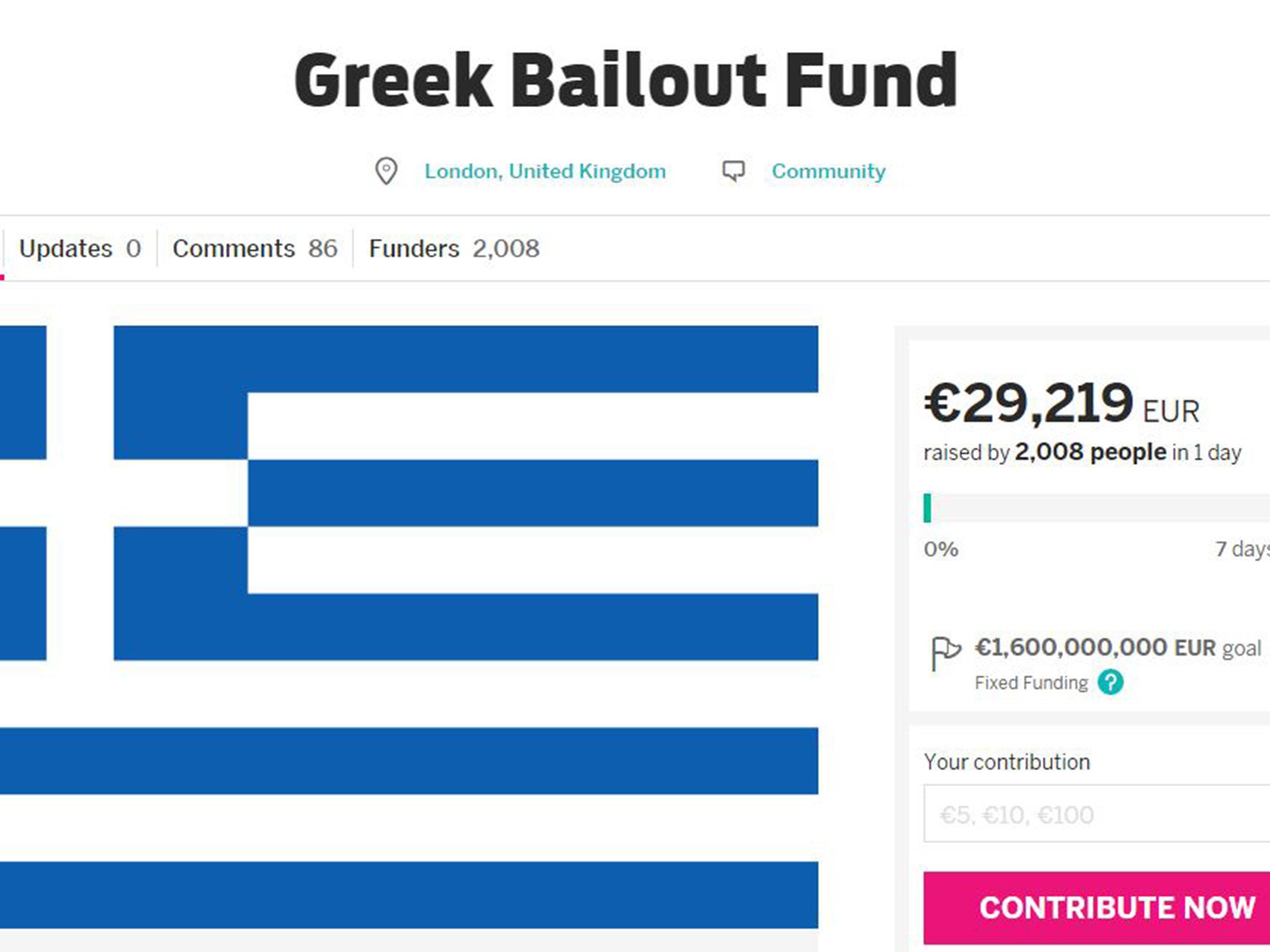 Thousands of people have contributed to a crowdfunding campaign to fund the Greek bailout