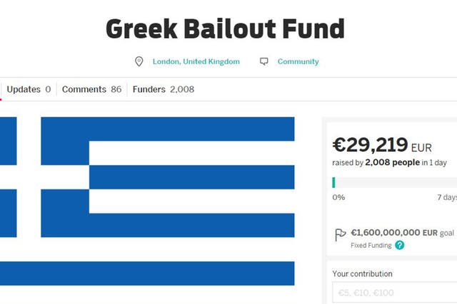 Thousands of people have contributed to a crowdfunding campaign to fund the Greek bailout
