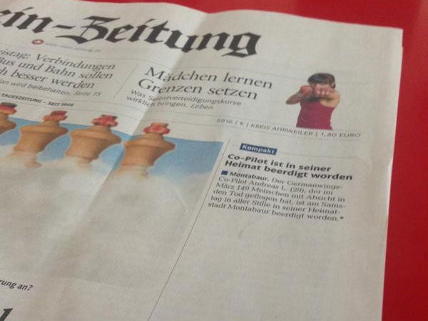 How Lubitz's local paper covered his burial