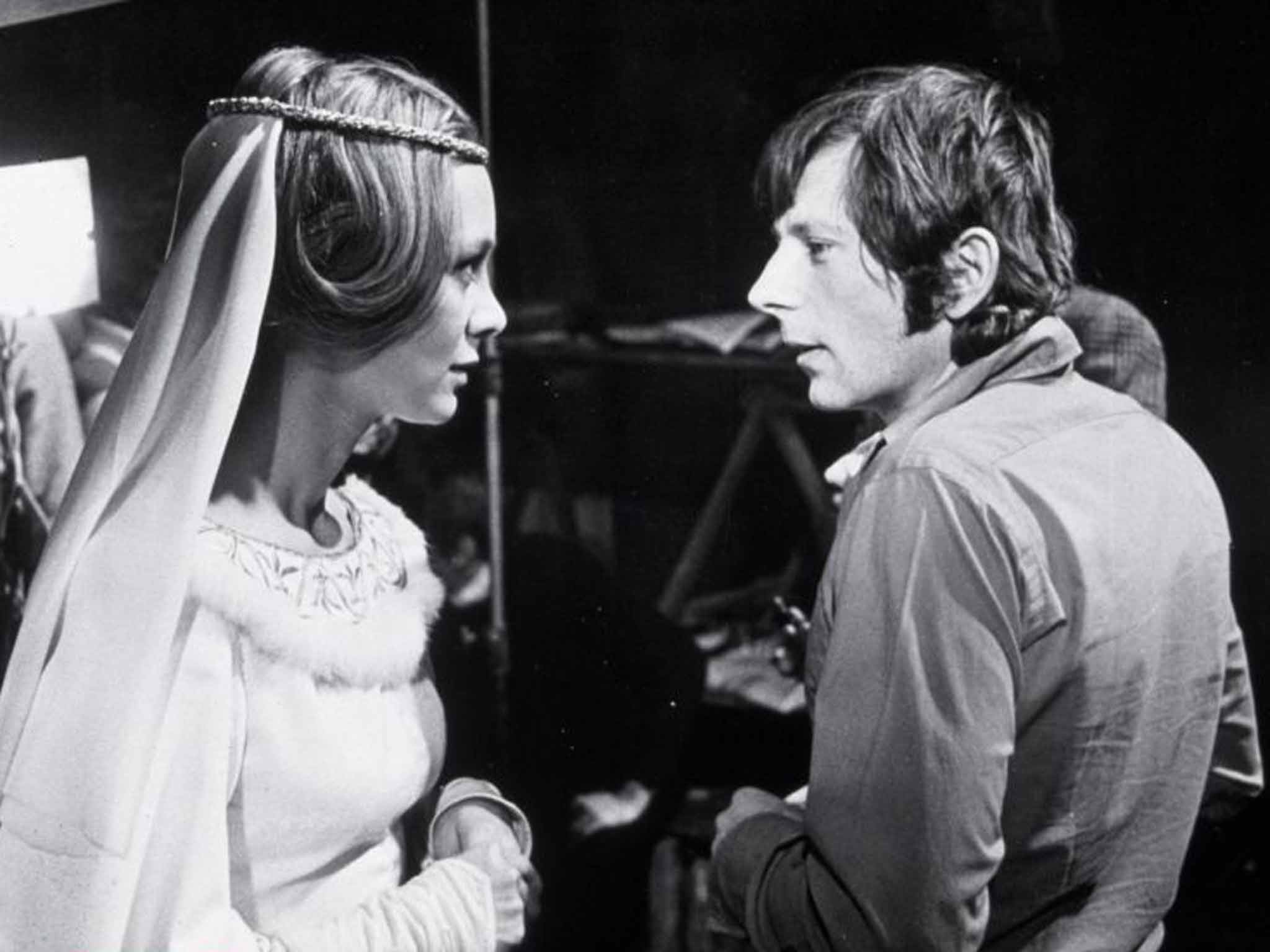 Francesca Annis and Roman Polanski on the set of the 1971 version of 'Macbeth'