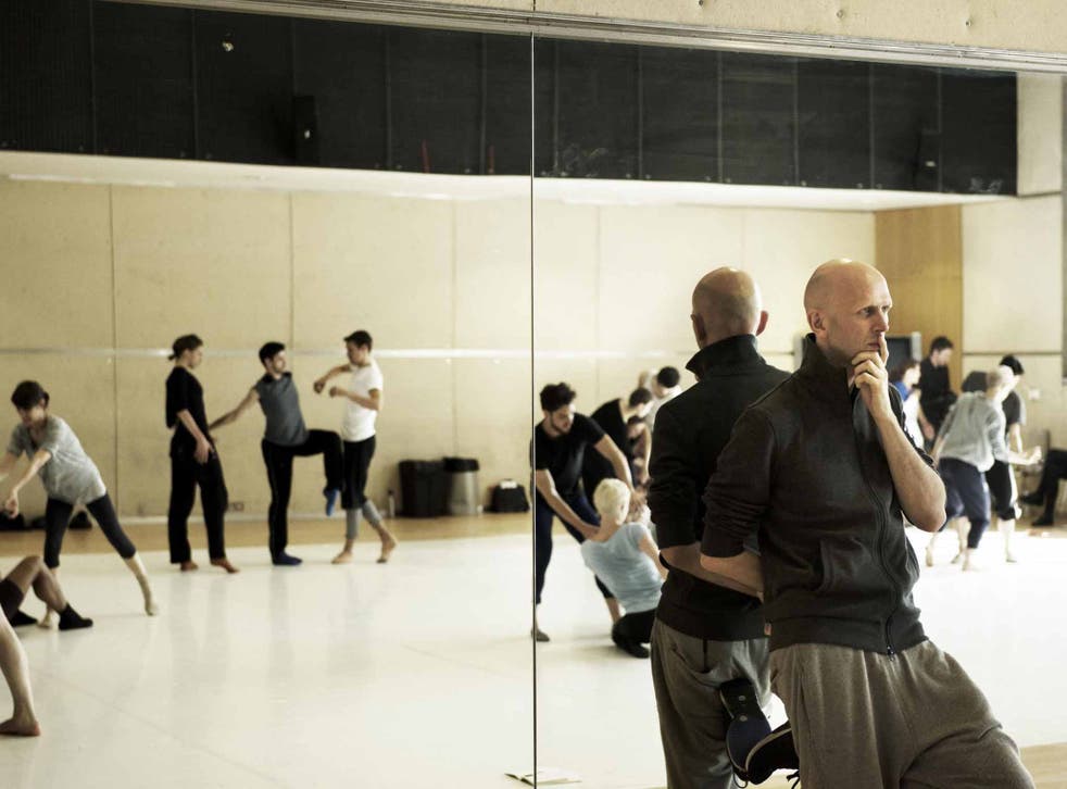 Time to reflect: a rehearsal for the superb 'Tree of Codes', directed by Wayne McGregor (right)