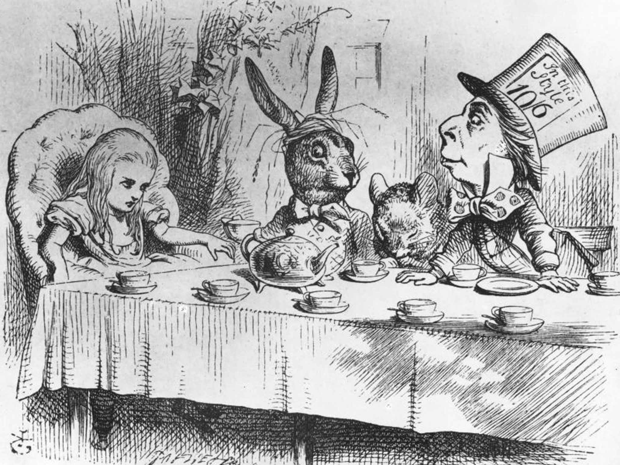 Begin at the beginning: illustration of the Mad Hatter's Tea Party