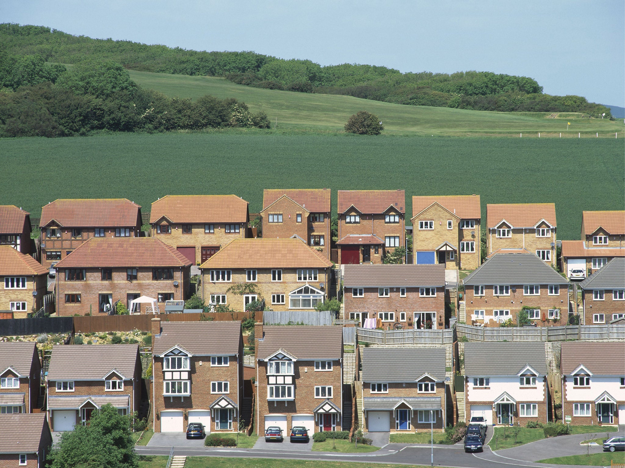 Houses built on land formerly designated as Area of Outstanding Natural Beauty (AONB), in Newhaven, East Sussex