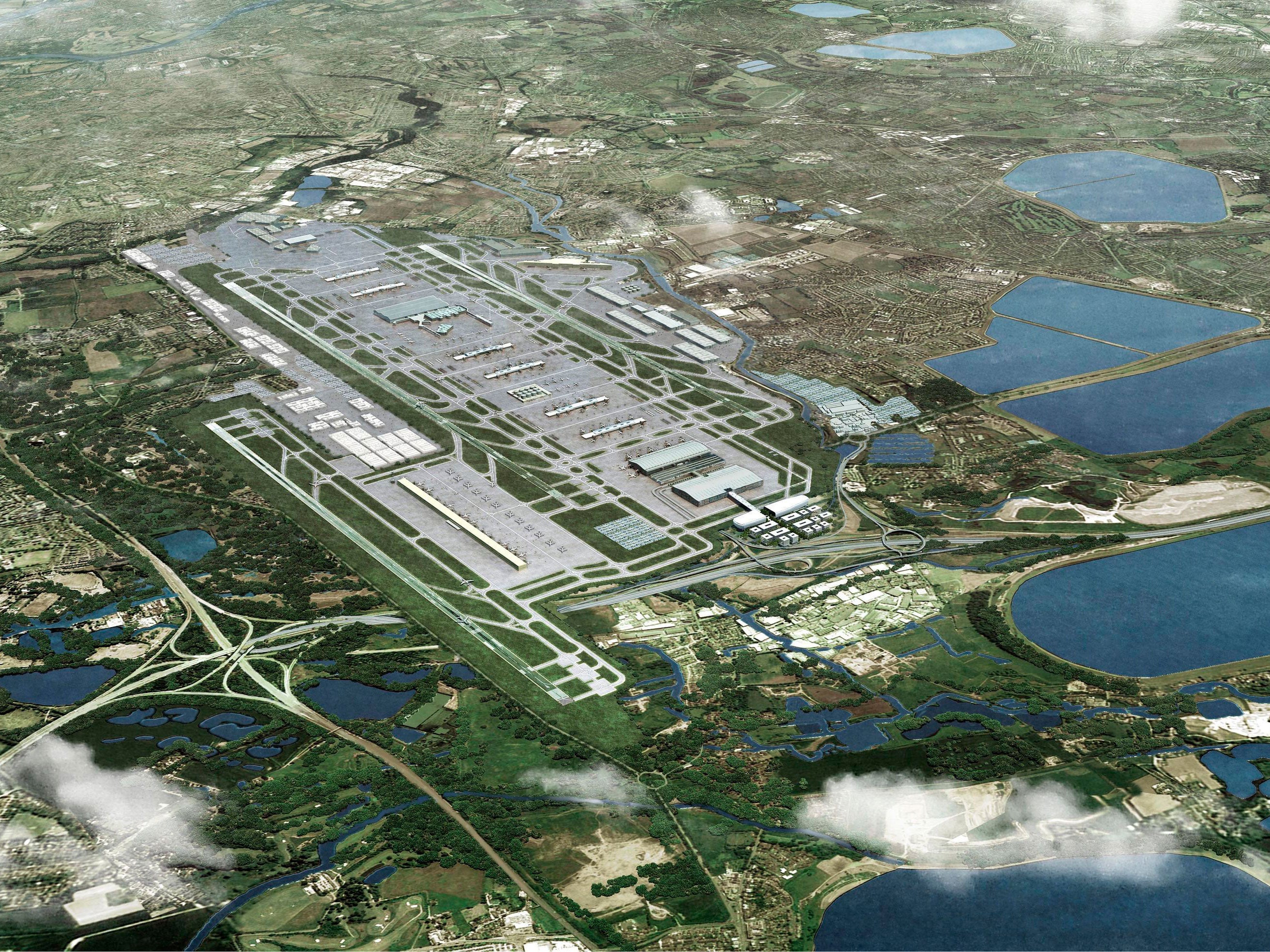 Aerial view of planned third runway at Heathrow
