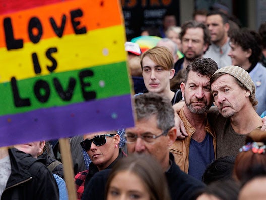 Equal marriage supporters at a rally in Sydney, Australia
