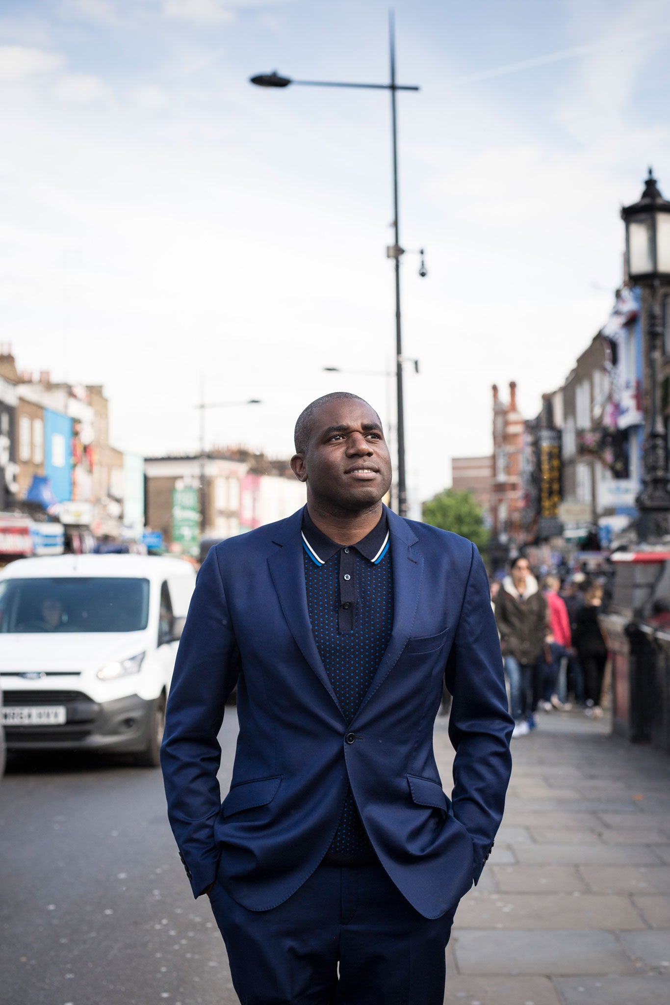 David Lammy on the streets of Camden, where as a child he would come and meet his mother during her lunch break