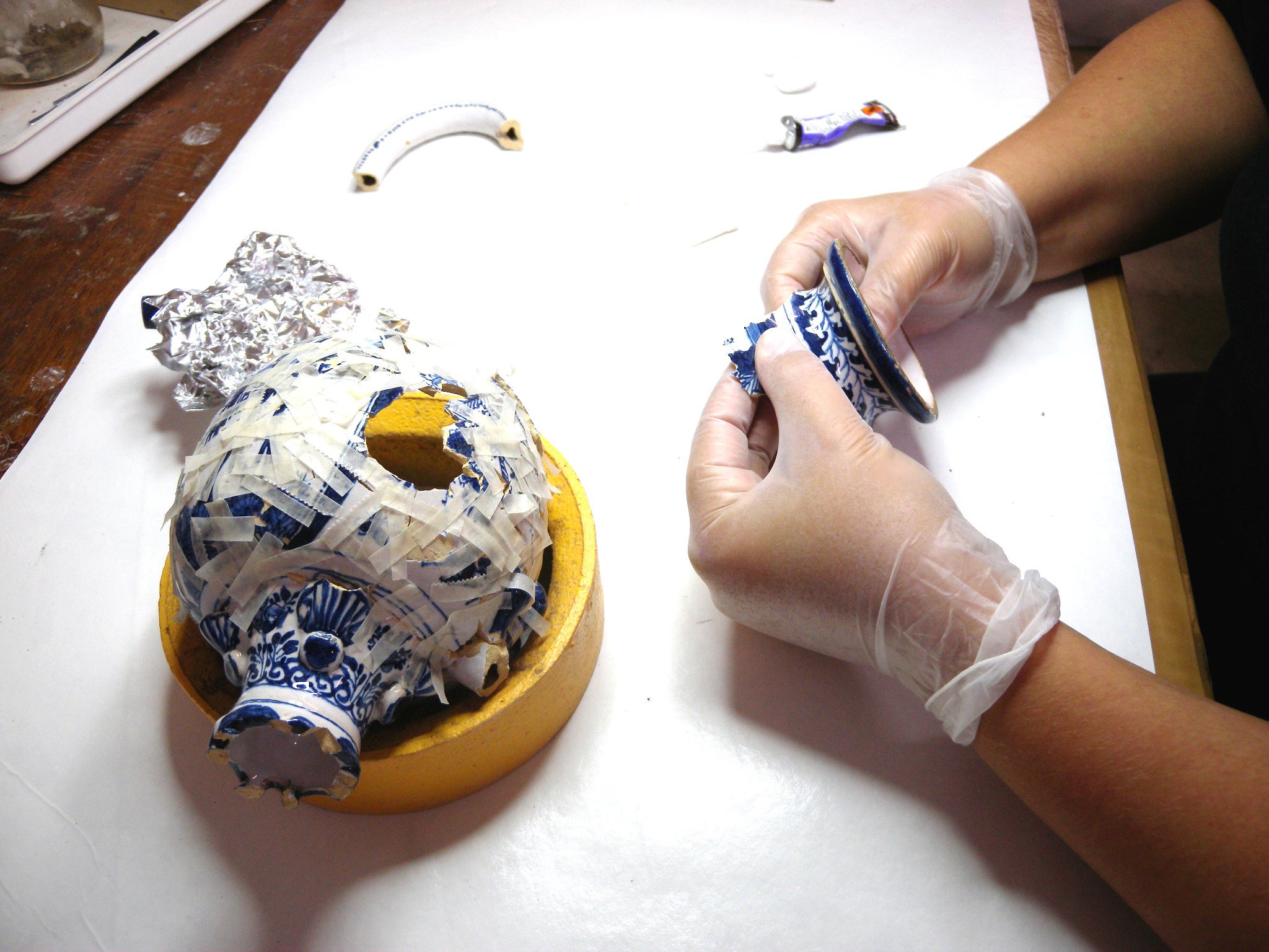 The 18th century puzzle jug was pieced back together by museum officer Carrie Willis