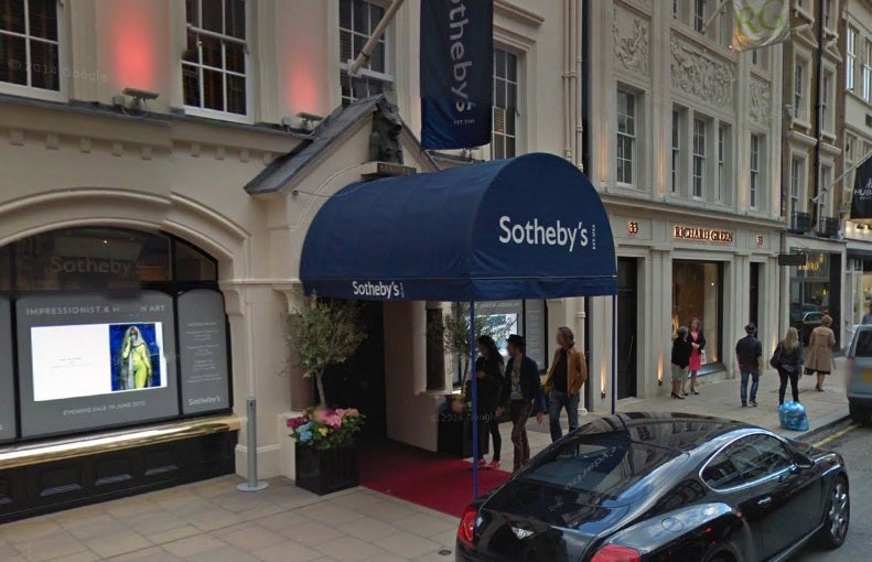 The entrance to Sotheby's on Bond Street