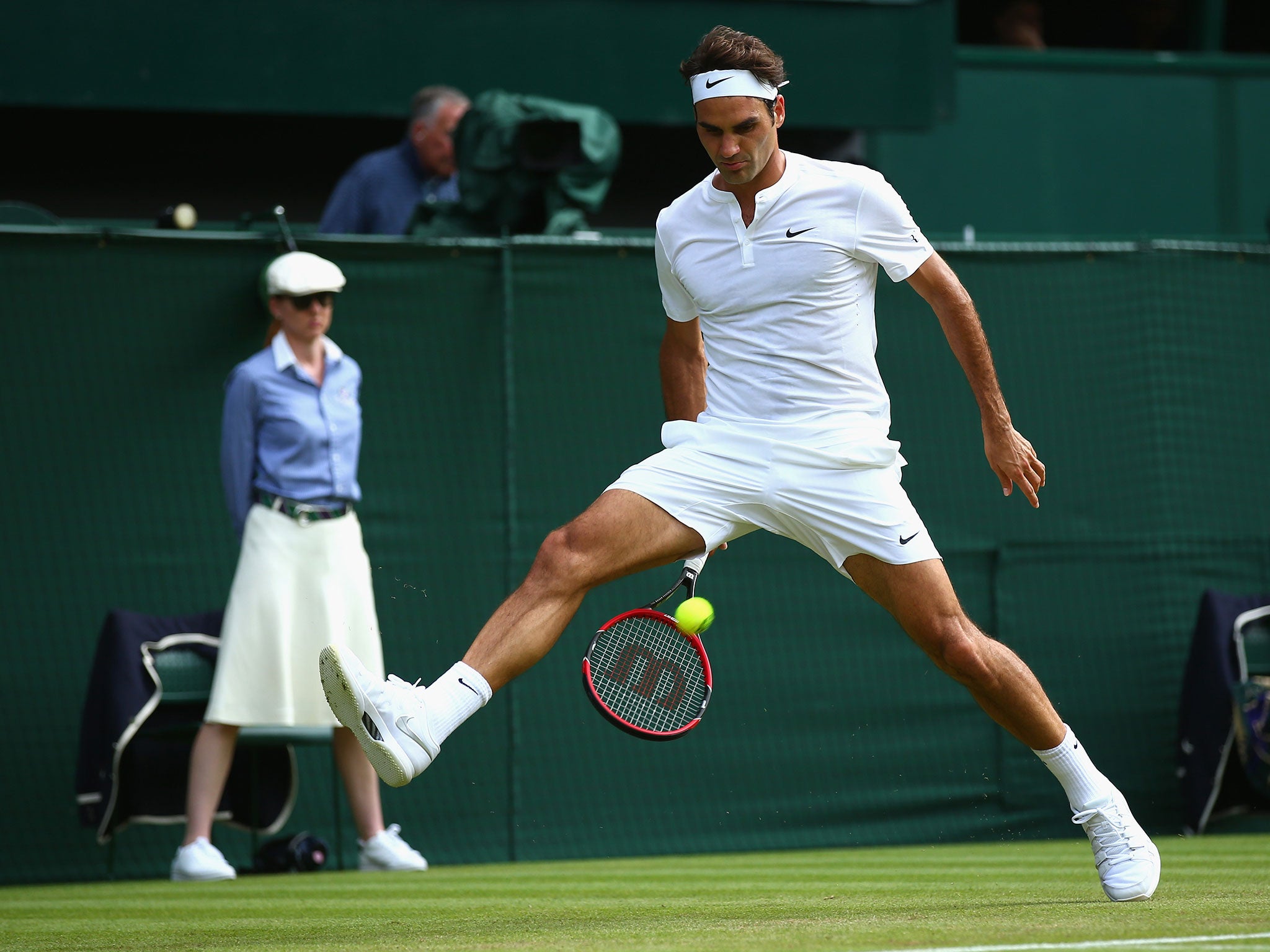 Roger Federer in second round action in which he beat Sam Querrey