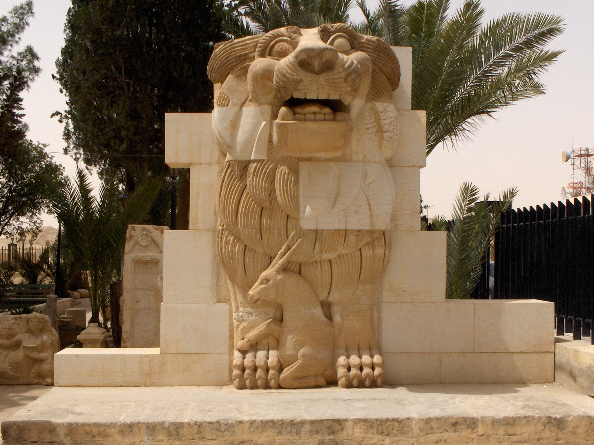 The lion of al-lat statue in the ancient city of Palmyra, Syria, prior to its destruction