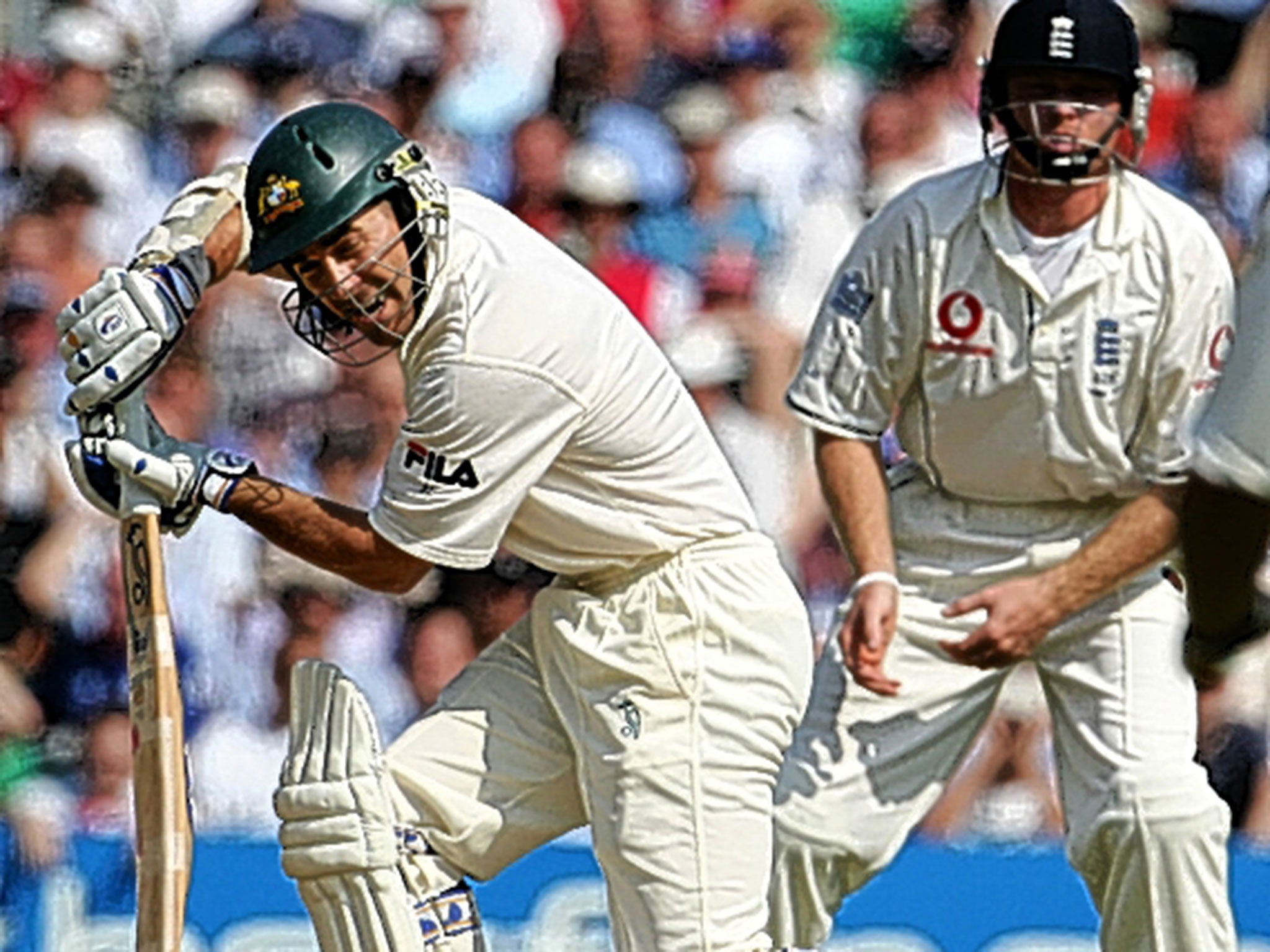 Justin Langer batting for Australia